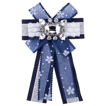 

Free shipping new fashion Korean female Europe United States big exaggerated diamond grosgrain bow brooch female lace multilayer