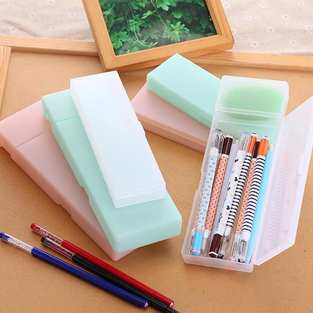 透明なプラスチック製のかわいいペンケースペンコンテナ学校の文房具用品 Aliexpress Education Office Supplies