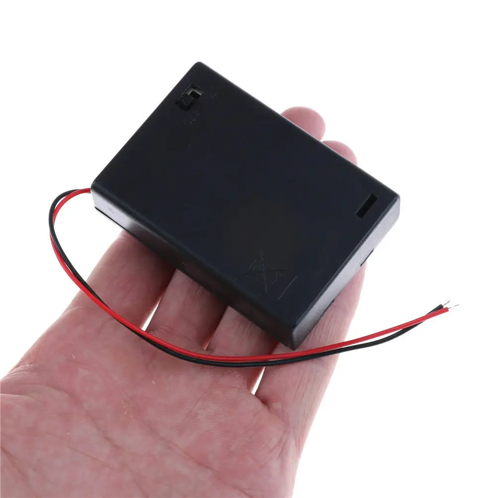 1PC 3 X AA 4.5V Battery Box Holder Case Switch Plastic With Wire Switch Cover Switches