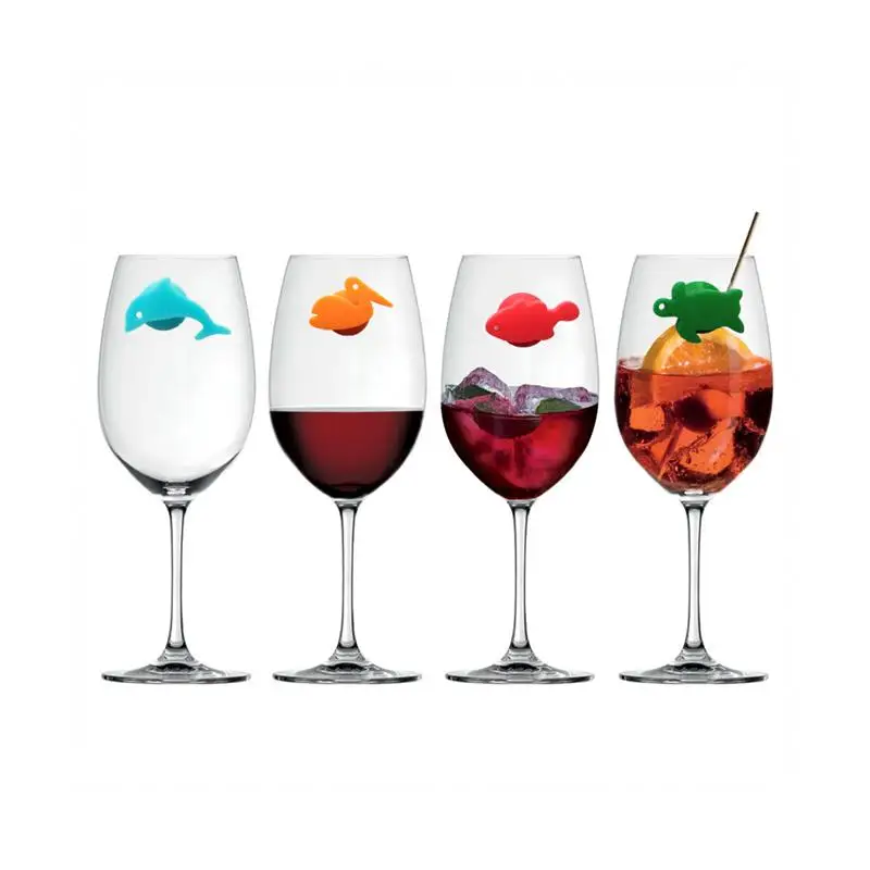 Identificador rojo de 4,6 cm x 2,5 cm x 0,07 cm 26 etiquetas de silicona para copas de vino de cristal 
