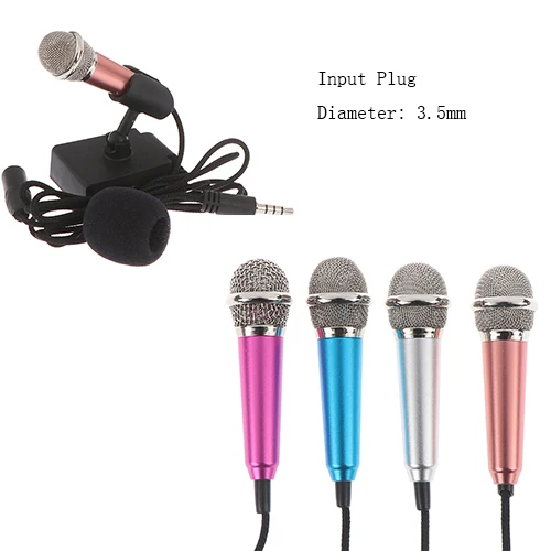 1Set PORTÁTIL ESTÉREO 3,5mm Studio Mic KTV Karaoke Mini micrófono para Teléfono Celular Laptop PC de escritorio tamaño pequeño micrófono