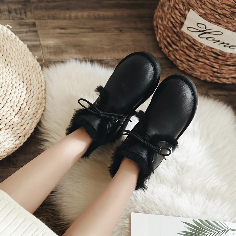 High Quality Australia Brand Winter Women's Snow Boots Genuine Sheepskin Leather Ankle Shoes Woman Botas Mujer Big Size 34-44