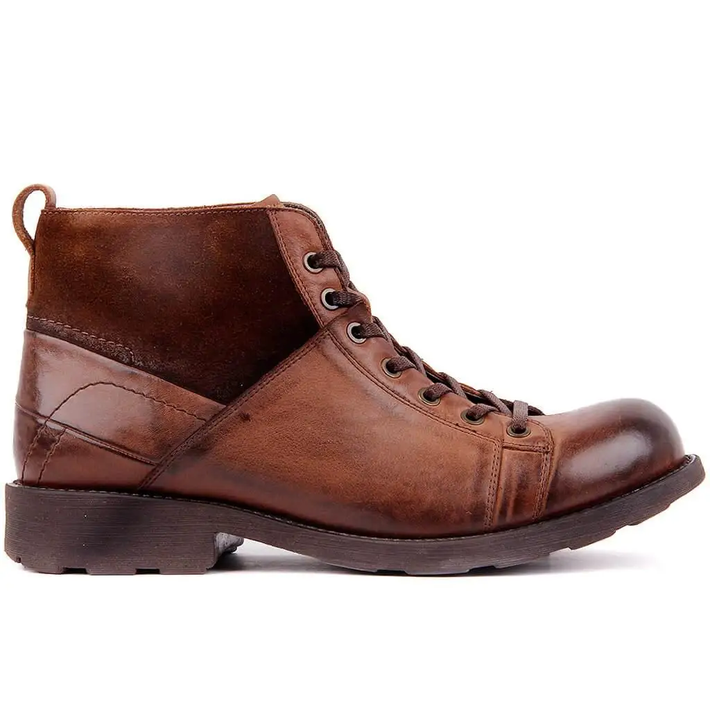 

Sail Lakers-Brown Leather Lace-Up Men Boots