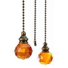 2pcs Brown Ball Ceiling Fan Lamp Pulls Chain Extender Home Decor Metal Lighting Chandelier Zipper Connector Home Wedding