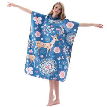 

Beach Surf Towel Microfiber Bathrobe Poncho Hooded Washrag Multicolor Absorbent Quick Drying Easy forChanging Cloth