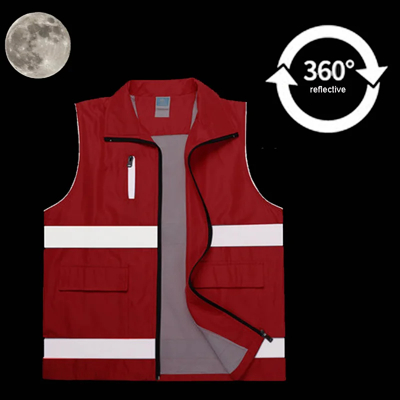 Reflective Vest Volunteer Worker Running High Visibility Reflective Safety Clothing Workplace Road Warning Clothes Coverall