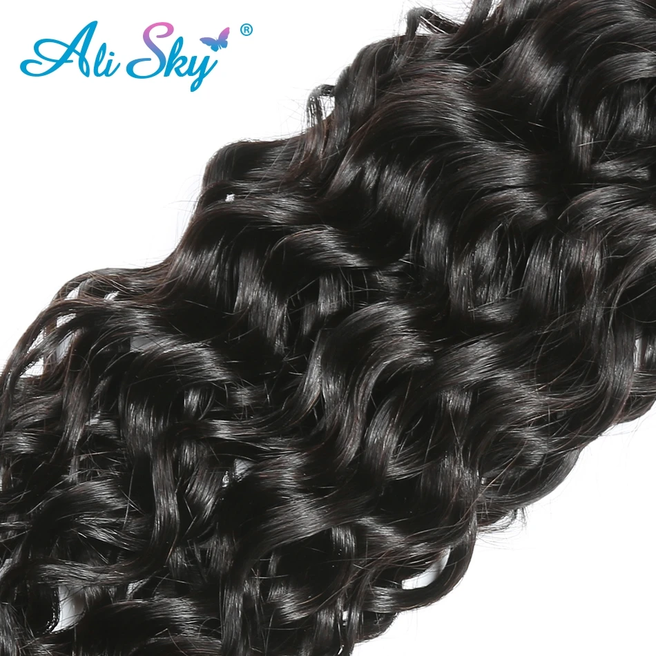 Alisky волосы, волнистые водой, человеческие волосы, 3 пряди, с 360 фронтальным закрытием, бразильские волосы remy, волнистые пряди с фронтальной частью