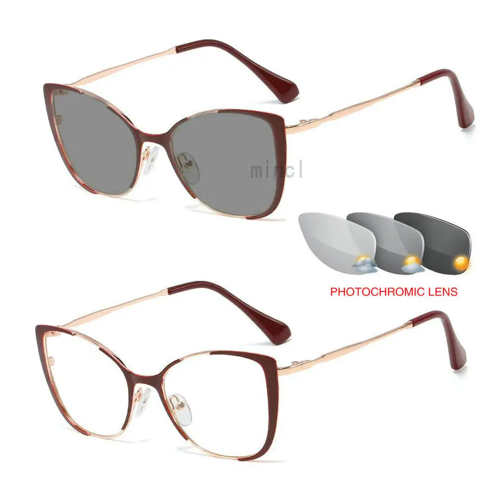 Новые переходные фотохромные солнцезащитные очки женские очки по рецепту с цветными близорукими очками FML - Цвет оправы: red-150