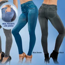Женские леггинсы джинсовые брюки с карманами облегающие Джеггинсы Леггинсы для фитнеса s-xxl черный/серый/синий