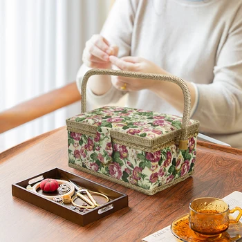

Knitting Needles Thread Basket Household Fabric Sewing Storage Organizer Craft Storage Basket Sewing Tool Accessory