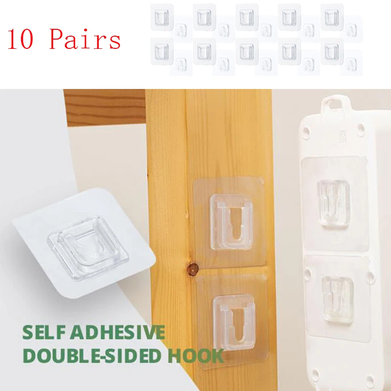 Adhesivo de doble cara ganchos de pared resistente al agua y al aceite ganchos autoadhesivos transparente fuerte reutilizable sin ganchos a casa