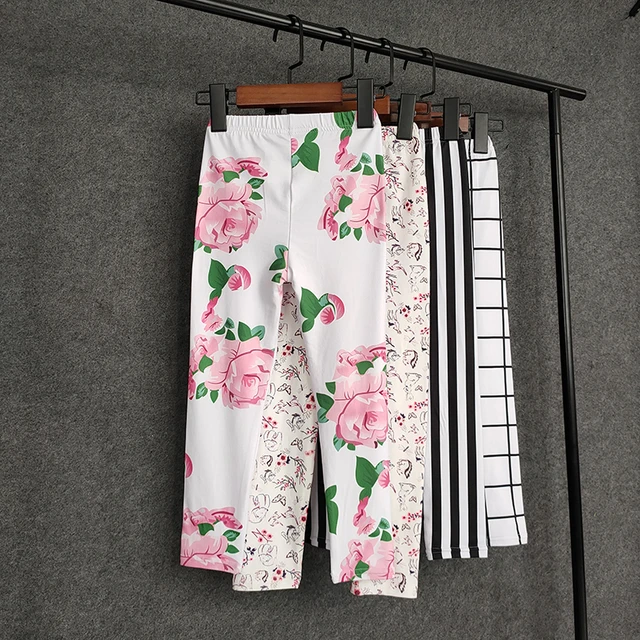 Girls Leggings for Kids Rainbow Print Casual Floral Pencil Pants Cute  Toddler Skinny Trousers Teenage Child 2 To 9 Years