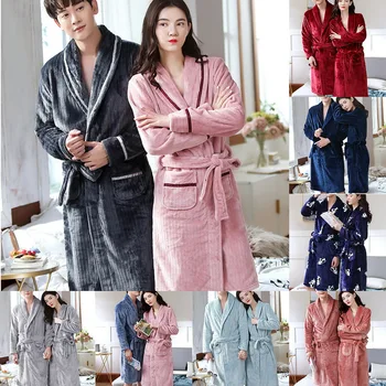 

Lovers' Warm Bathrobe Men 2020 Spring Soft Silk Extra Long Kimono Bath Robe Male Dressing Gown For Mens Flannel Robes Sleepwear