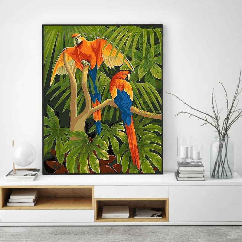 

DIY painting picture by digital flower and bird plant animal painting realistic style living room dormitory decorative painting