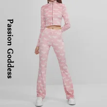 Cute Women 2 Piece Velvet Sets Soft Cosy Tracksuits Babe Letter Printed Zipper Jackets High Waist Flare Pants Two Piece Outfits