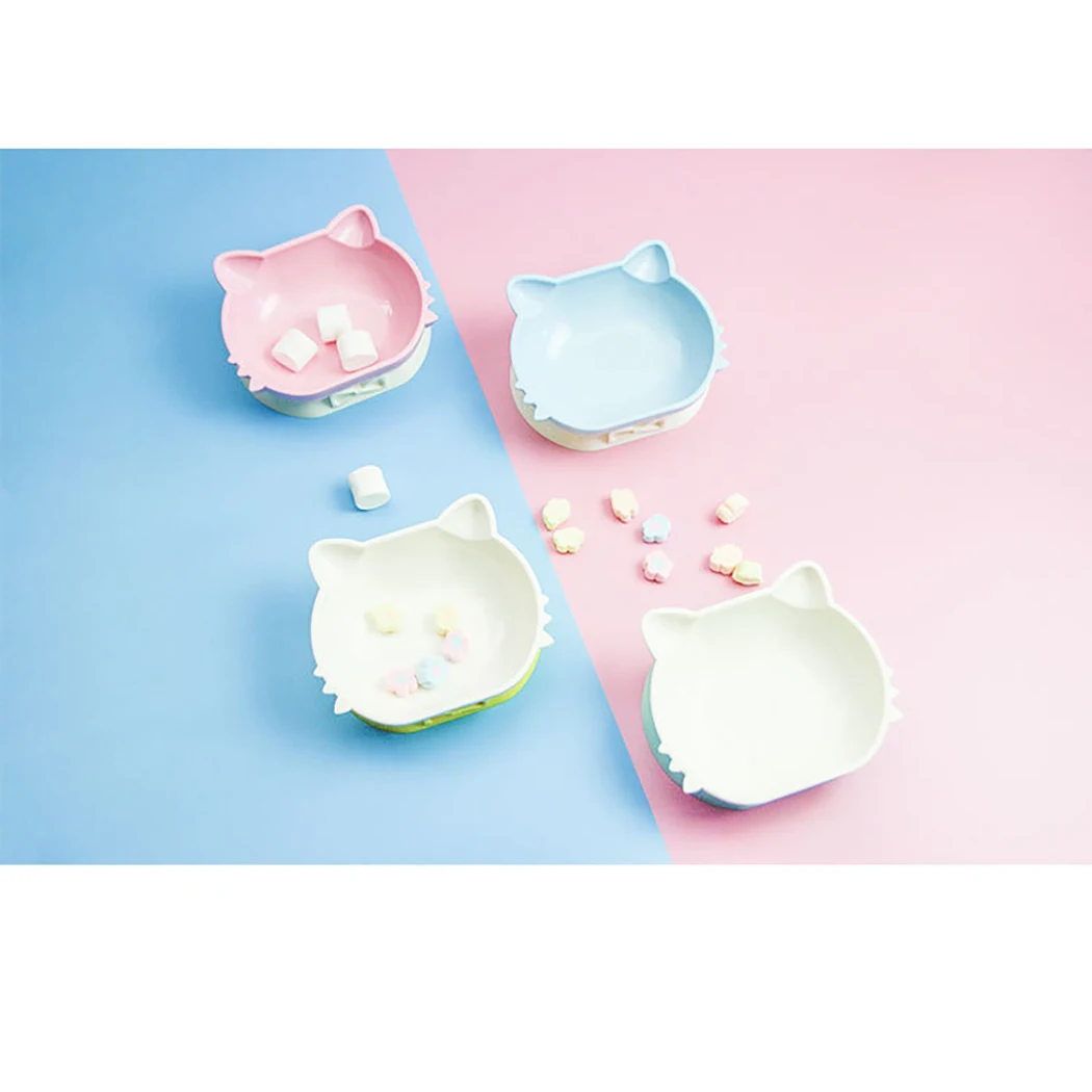 Creative 2 In 1 Pet Food Bowls Multifunction Creative Cat Face Decor Pet Water Food Bowl For Cat Dog Pet Feeding Supplies