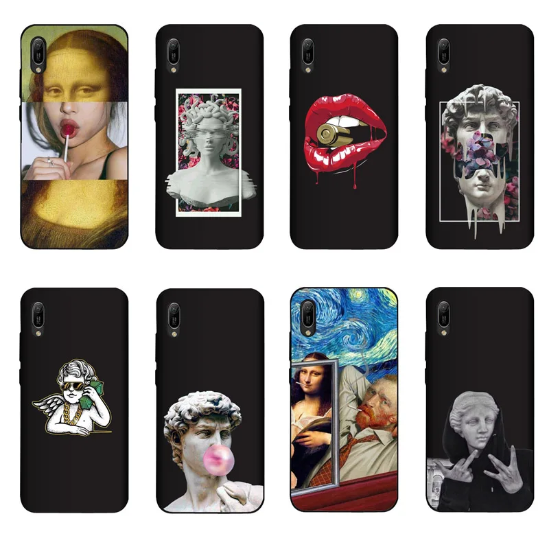 Силиконовый чехол QAQsam 6 09 дюйма для Huawei Enjoy 9e мультяшная статуя абстрактное