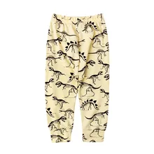 Осенне-зимние брюки для мальчиков теплые эластичные длинные штаны с принтом динозавра для маленьких мальчиков Симпатичные Брюки# S