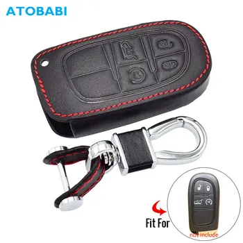 

Leather Car Key Case For Jeep Grand Cherokee Compass Patriot Dodge Journey Chrysler 300C Remote Shell Cover Keychain Protect Bag