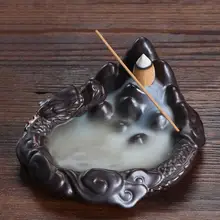 Дракон Форма керамическая курильница с обратным потоком ладан сжигание печи конус держатель диффузора дома ароматерапия буддизм дзен курильница