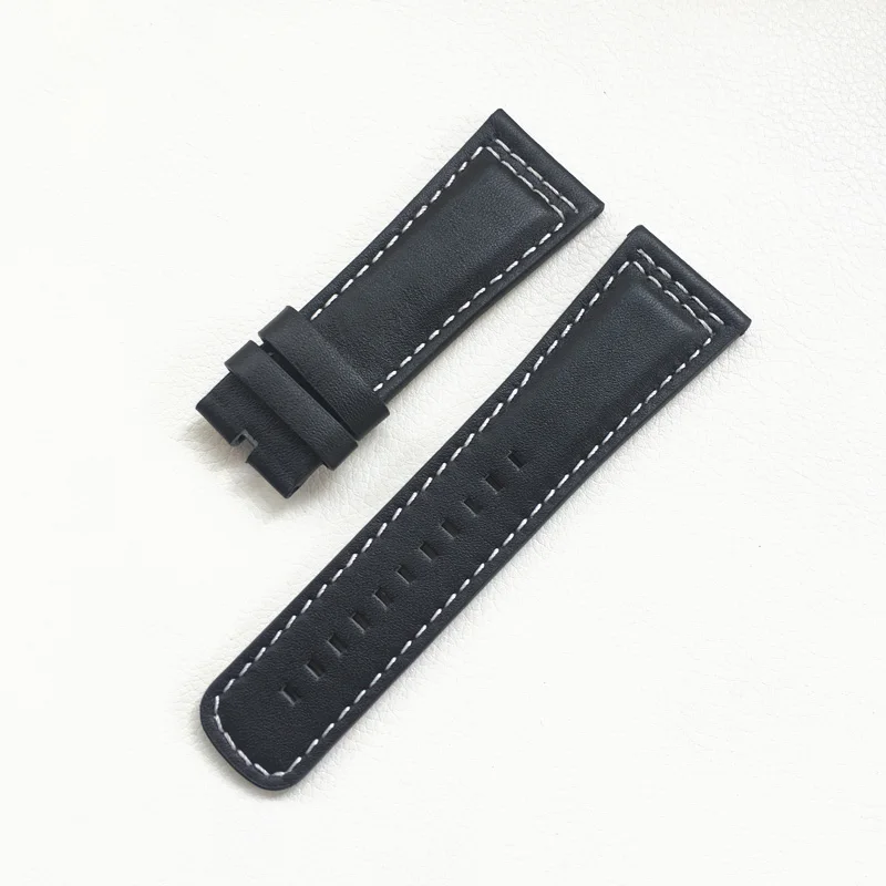 Black2 no buckle 28 мм* 24 мм из мягкой телячьей кожи коричневый черный с белыми желтыми стежками браслет ремешок для часов Ремешок для семи пятниц браслет - Цвет ремешка: Black2 no buckle