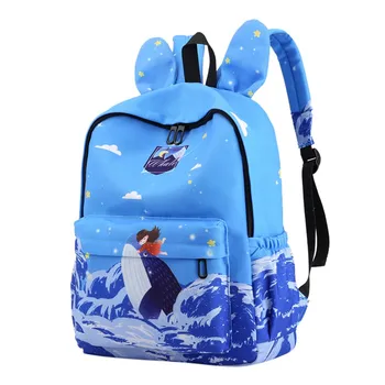 

35# Women Nylon Backpacks Cartoon Print Waterproof School Bags for Teenagers Girls Laptop Backpacks Patchwork Backpack