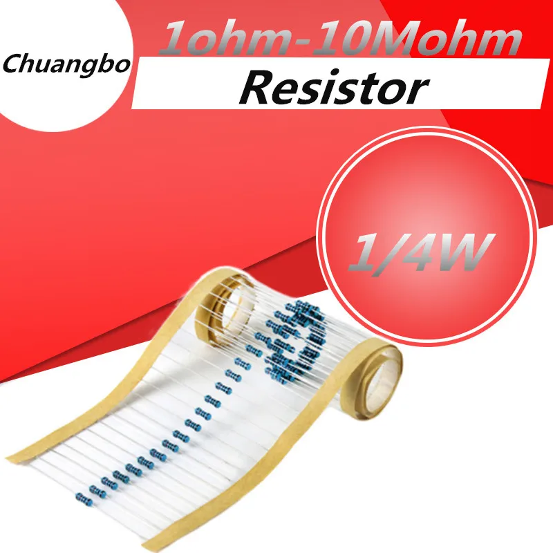 100PCS /Set 1/4W Resistance 1% 1R~22M Kinds Each Value Metal Film Resistor Assortment Kit resistors 10K 100K 10R 1R 10M 300K