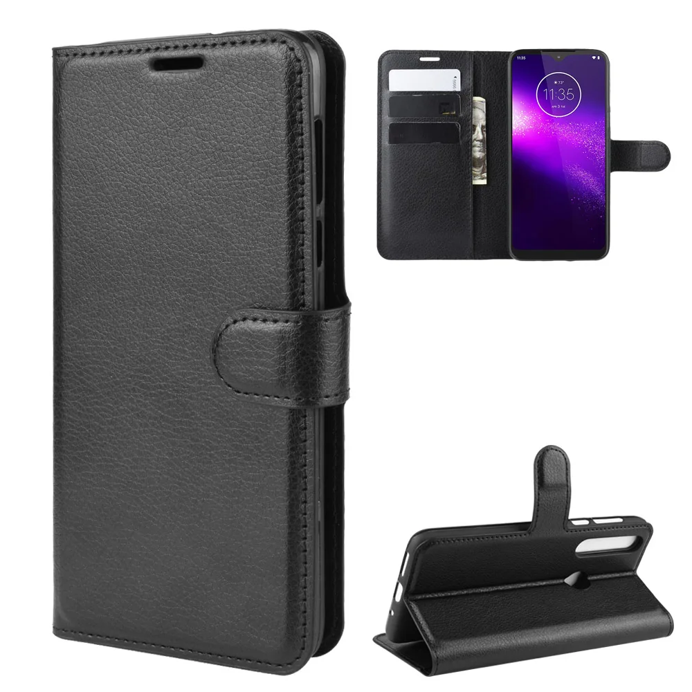 

For Motorola MOTO One Macro Case G 8 Play Flip Leather Wallet Case Card Holder Phone Coque Black Book Cover For MOTO G8 Play bag