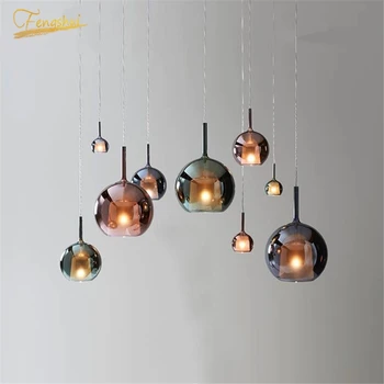 

Modern Designer Glass Pendant Lights Nordic Cafe Kitchen Hanging Lamps Living Room Bedroom Pendant Lamp Home Decor Light Fixture