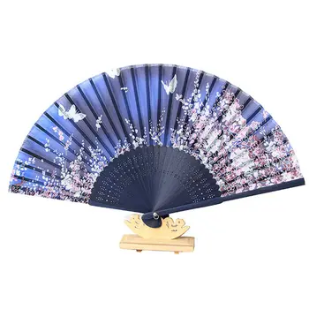 

Chinese Hand Fan Vintage Silk Bamboo Foldable Butterfly Flower Print Dance Fan Kid Toy Christmas Party Gift Home Decoration
