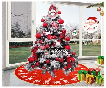 

DIY Sackcloth Printed Elk Christmas Tree Skirt/Christmas Home Decoration/Bottom Dress Up For Christmas Tree