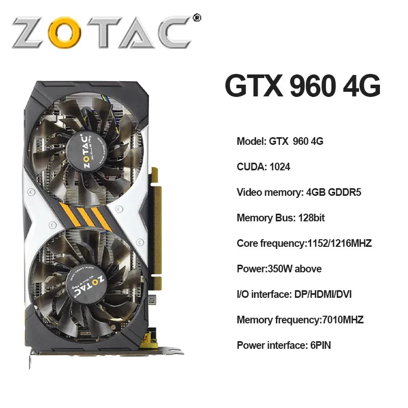 video card for gaming pc GTX 950 2G And GTX960 2G 4G Independent Display Desktop Computer Eating Chicken Game Graphics Card 128bit GDDR5 With DP+HD+DVI graphics cards computer Graphics Cards