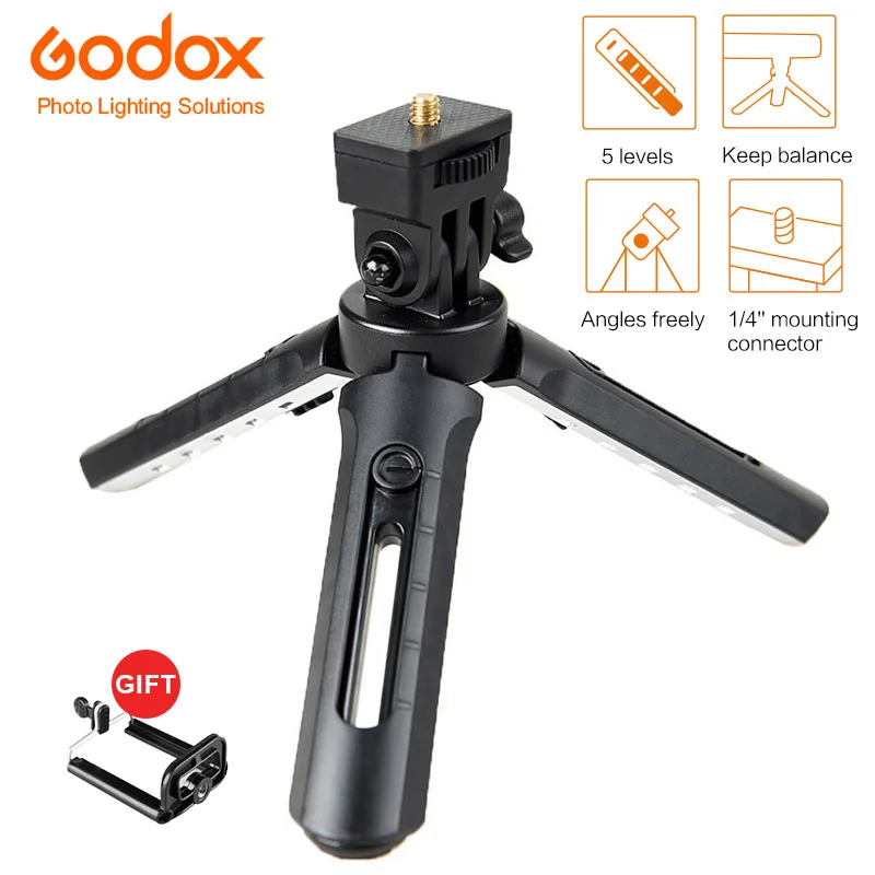 

Godox MT-01 Mini Tripod with Holder Mount Selfie Portable Camera Tabletop Travel Tripod for Godox AD200 ,DSLR, Video Camera