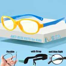 IVSTA овальные анти Синие лучи дети очки компьютерные игры Мальчики близорукость рамки рецепт очки резиновые без винтов с ремешком
