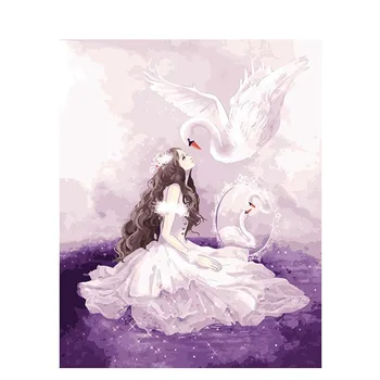 

Swan Dancer Paint By Numbers Coloring Hand Painted Home Decor Kits Drawing Canvas DIY Oil Painting Pictures By Numbers