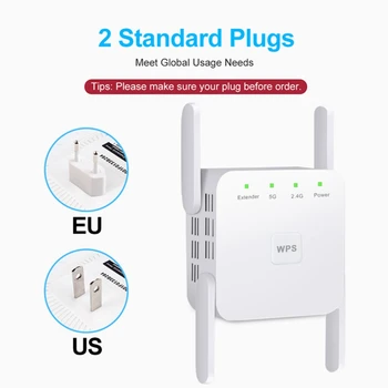 

New Arrival 2.4G/5G Wireless WiFi Repeater WiFi Extender 1200Mbps Long Range Wifi Repeater Wi-Fi Signal Amplifier EU/US Plug