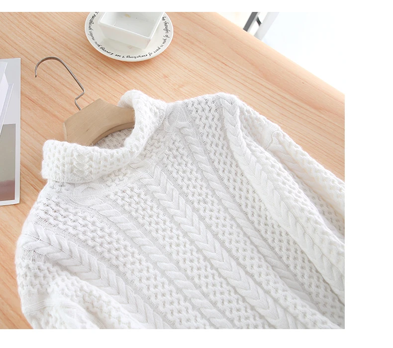 19 Новинка Осень Зима свитер женский пуловер с высоким воротником свободный шерстяной свитер скрученный рукав вязаный джемпер плотная рубашка