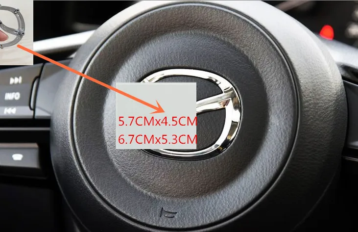 

57mm 45mm 67mm 53mm car Steering Wheel Front rear Badge Emblem Sticker For 2 3 5 6 CX-5 CX-7 CX-9 RX8 626 323 Head & Tail mark