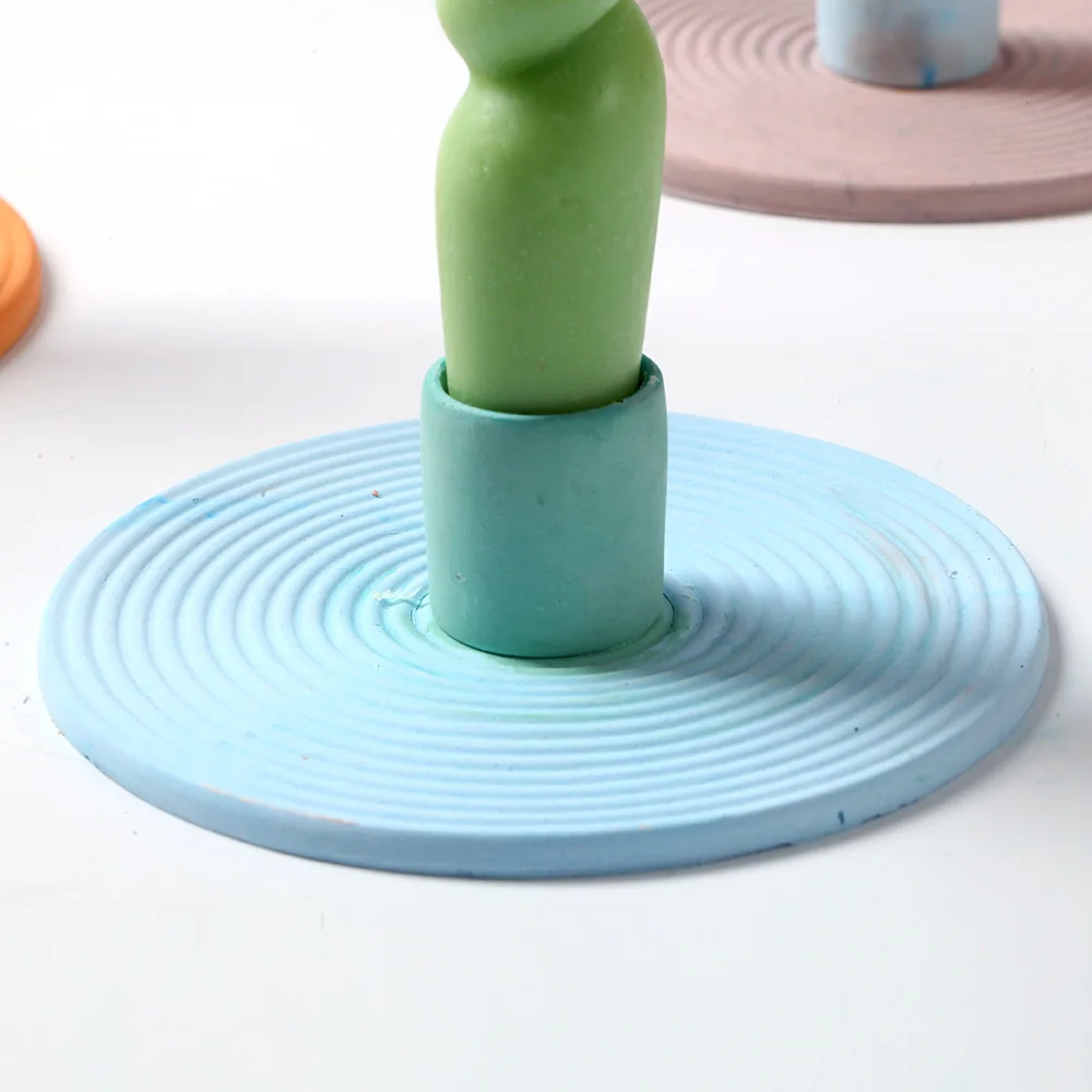 Nicole Concrete Candle Holder Mold Round Cement Candlestick Mould Home furnishing Handmade Making Tool