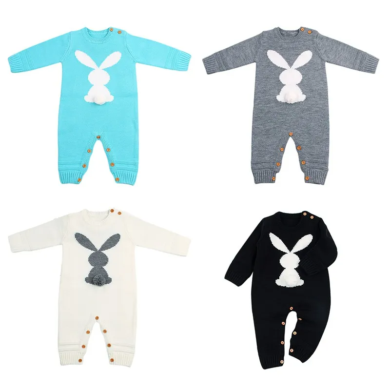 Детские Осенние Комбинезоны; комплекты для новорожденных; Детский комбинезон с рисунком кролика; комбинезон с длинными рукавами; Одежда для маленьких мальчиков; вязаная одежда для маленьких девочек