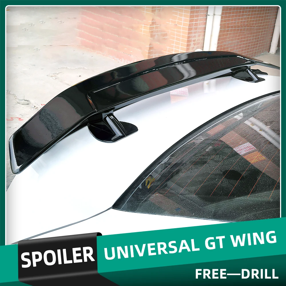 Universal GT Racing Sport Rear Trunk Boot Lid Car Spoiler Ducktail Lip Wing For Mostly Sedan Car 133CM Glossy Carbon Black Color