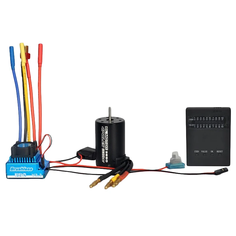 

1:10 Car Bl 3650 3900Kv Brushless Motor 80A Waterproof Brushless Esc + Program Card Combination Details, For 1/10 Rc Car