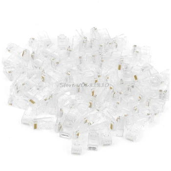 

25/100PCS Gold plated RJ45 Net Network Modular Plug Cat5 CAT5e Connector 8P8C utp Unshielded Modular Rj45 Plug