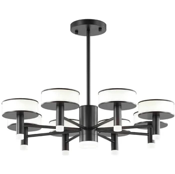 

Simplicity Modern Black LED Chandelier Living Room Restaurant Bedroom Home Deco Lighting Hanging Lamp Fitting Adjust 3 Colors