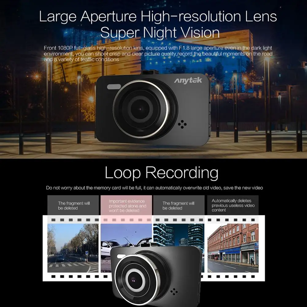 3 дюймовый Автомобильный видеорегистратор Full HD 1920*1080 камера с широким углом
