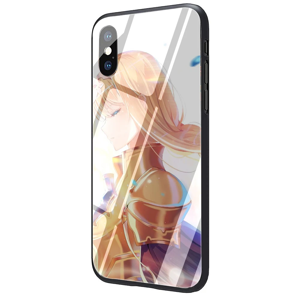 EWAU Sword Art Online Alicization закаленное стекло чехол для телефона чехол для iPhone 5 5S SE 6 6s 7 8 Plus X XR XS 11 Pro Max