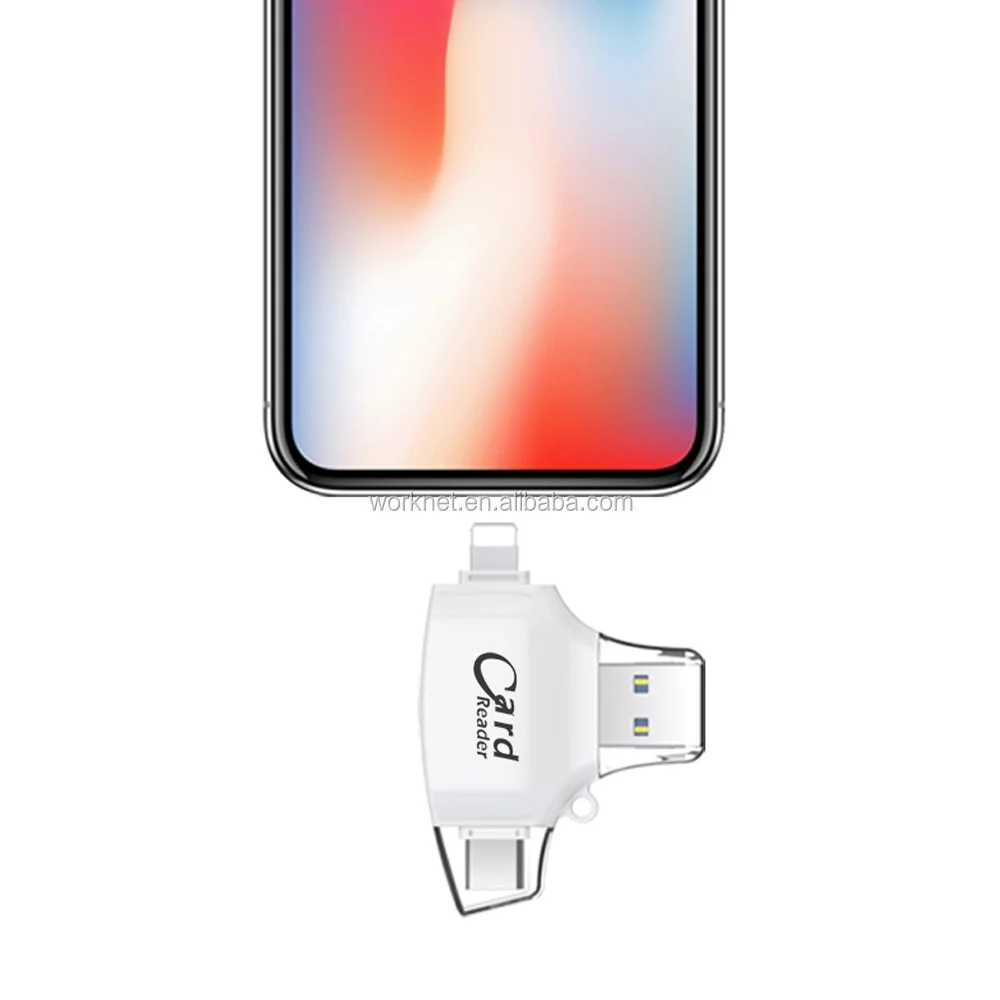 Акция 4 в 1 OTG USB C кард-ридер Micro USB дата-ридер/записывающее устройство для micro SD карты для iphone 11 11 Pro 11 Promax Xs 8 plus