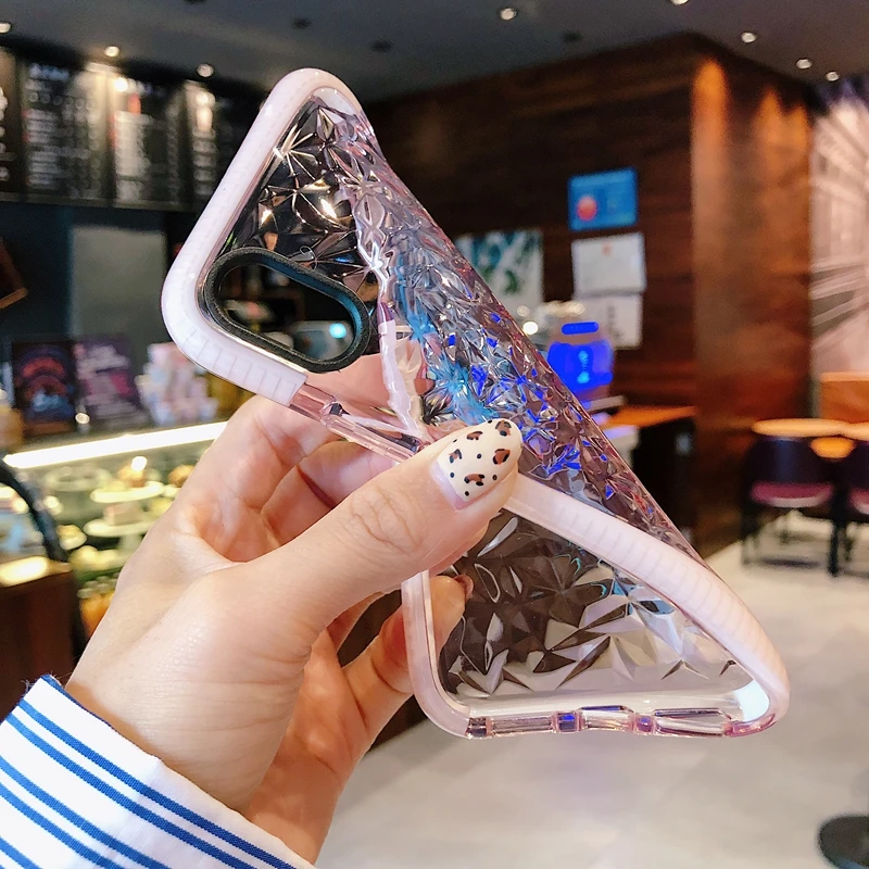 Роскошный прозрачный чехол с алмазной текстурой для iPhone 11 Pro 12Pro MAX 7 8 6 6S Plus X XR XS 12