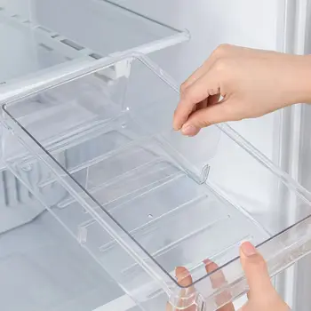 

ABS Transparent Kitchen Fridge Freezer Classified Space Saver Organizer Drawer Refrigerator Storage Box Rack Slide Under Shelf