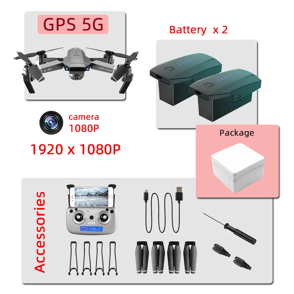 Дроны 4K gps Дрон Квадрокоптер с камерой Дрон rc вертолет игрушки профессиональный Дрон Квадрокоптер helicoptero SG907 VS 906 - Цвет: 1080P 2B foam box